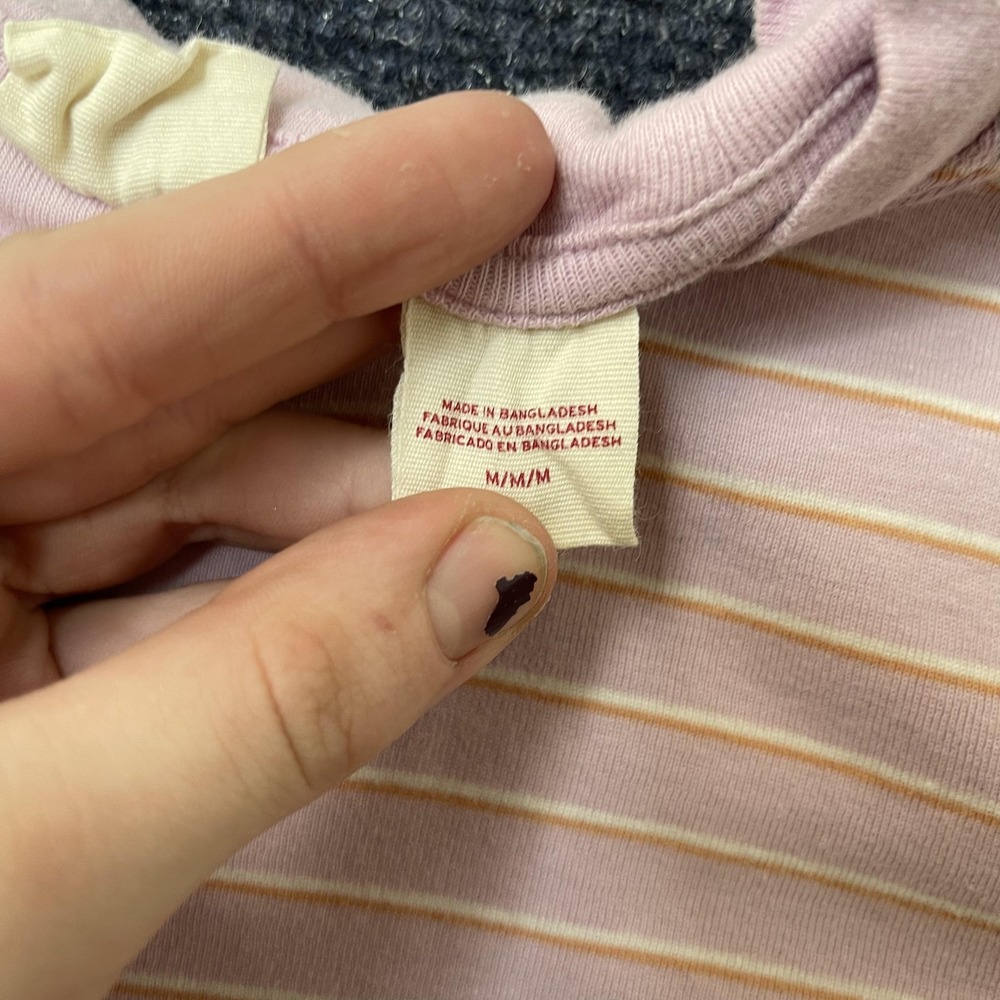 Levi's Shirt Womens Medium Pink Stripe Crew Neck Long Sleeve Cotton Jersey Top - Picture 4 of 10